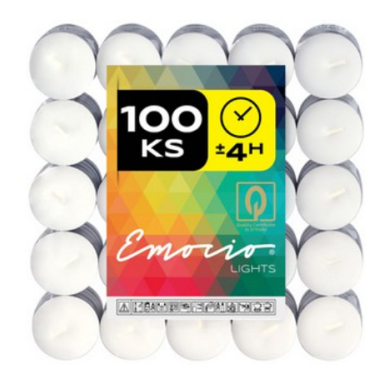 Emocio Teelichter weiß, Brenndauer 4 Stunden 100 Stück
