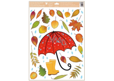 Fensterfolie Herbst rot Regenschirm mit Tropfen 35 x 50 cm