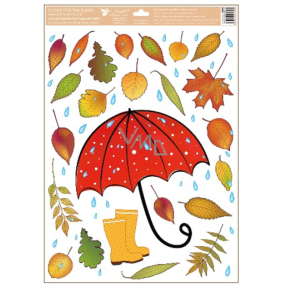 Fensterfolie Herbst rot Regenschirm mit Tropfen 35 x 50 cm