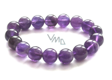 Amethyst Armband elastisch Naturstein, Kugel 11 - 12 mm / 16 - 17 cm, AA Qualität, Stein der Könige und Bischöfe