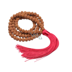 108 Mala Rudraksha přírodní náhrdelník  korálek  8mm, střapec 8cm