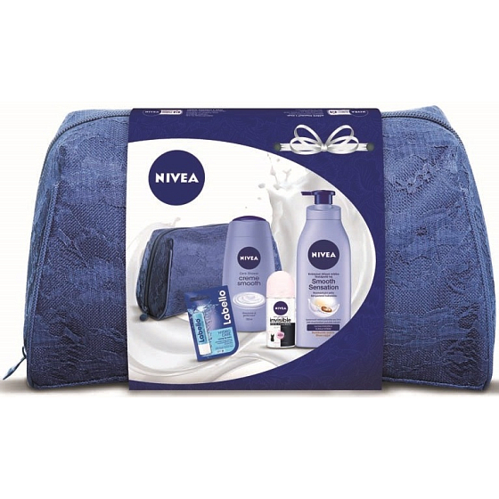 Nivea Smooth Sensation Körperlotion 400 ml + Creme Smooth Duschgel 250 ml + Black & White Clear Antitranspirant 50 ml + Labello Hydro Care 4,8 g Lippenbalsam
