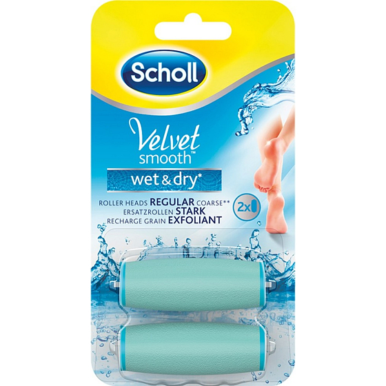Scholl Velvet Smooth Wet & Dry Ersatzkopf für wiederaufladbare kabellose elektrische Fußfeile 2 Stück