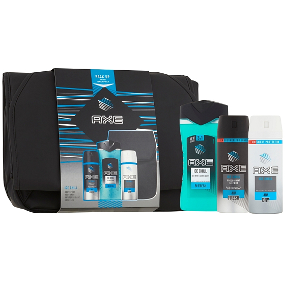 Axe Ice Chill Duschgel für Männer 250 ml + Deodorant Spray für Männer 150 ml + Antitranspirant Deodorant Spray für Männer 150 ml + Rucksack, Kosmetikset