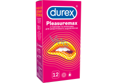 Durex Pleasuremax Kondom mit Rippen und Vorsprüngen zur Stimulation der Nennbreite beider Partner: 56 mm 12 Stück