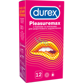 Durex Pleasuremax Kondom mit Rippen und Vorsprüngen zur Stimulation der Nennbreite beider Partner: 56 mm 12 Stück