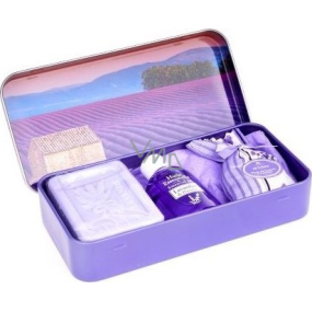 Esprit Provence Lavendel-Toilettenseife 60 g + Duftsäckchen + ätherisches Öl 12 ml + Dose mit Sonnenuntergangsbild, Kosmetikset für Frauen