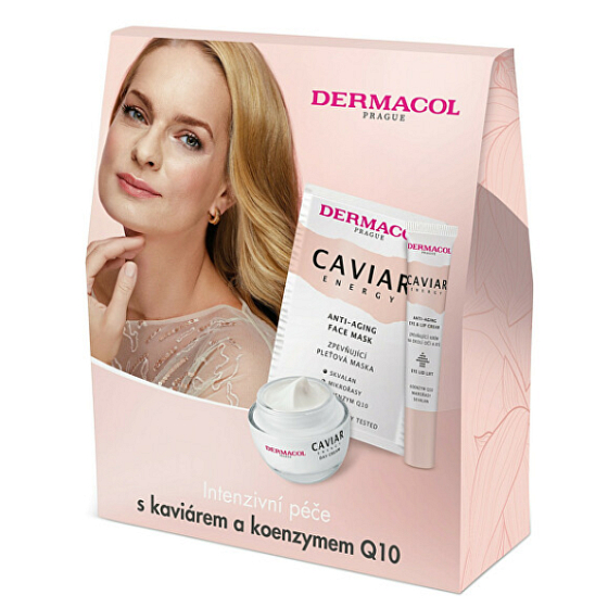 Dermacol Caviar Energy Day Cream straffende Tagescreme 50 ml + Face Mask straffende Gesichtsmaske 2 x 8 ml + Eye and Lip Cream straffende Augen- und Lippencreme 15 ml, Kosmetikset für Frauen