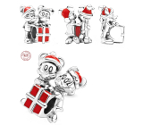 Charme Sterling Silber 925 Disney Mickey Mouse, Minnie Mouse und Geschenk, Perle auf Armband Weihnachten