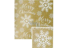 Nekupto Weihnachtsgeschenkpapier 70 x 200 cm Gold, Frohe Weihnachten und Schneeflocken