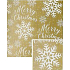 Nekupto Weihnachtsgeschenkpapier 70 x 200 cm Gold, Frohe Weihnachten und Schneeflocken