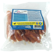 KidDog Hühnerbrust-Kaurollen Hühnerbrust auf Büffelstange mini 9 cm, Fleischleckerli für Hunde 500 g
