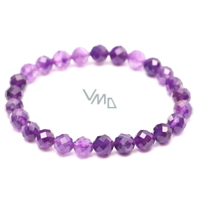 Amethyst-Facettenarmband elastischer Naturstein, Kugel 6 mm / 16 cm, für Kinder, Stein der Könige und Bischöfe Amethyst-Facettenarmband elastischer Naturstein, Kugel 6 mm / 16 cm, für Kinder, Stein der Könige und Bischöfe