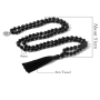 108 Mala Onyx Halskette mattierter Meditationsschmuck, Naturstein, geknotete Quaste, Perle 8 mm