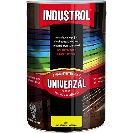 Industrol S2013 univerzál lesk vrchní barva na kov a dřevo, 6201 chromgelb mittel, 4 l