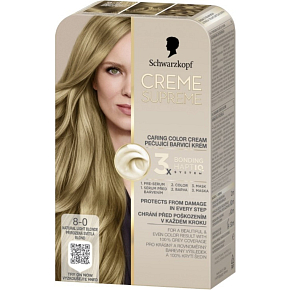 Schwarzkopf Creme Supreme Haarfarbe 8-0 natürliche hellblonde 60 ml