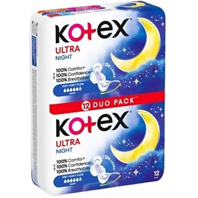 Kotex Ultra Night Duo Pack Damenbinden, 12 Stück Kotex Ultra Night Duo Pack Damenbinden, 12 Stück