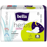 Bella Herbs Aloe Vera Ultra Nights Damenbinden mit Flügeln 8 Stück
