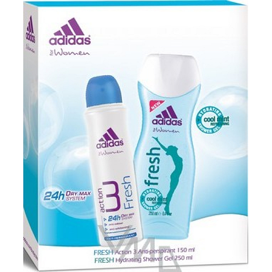 Adidas Action 3 Frisches Deodorant-Antitranspirant-Spray 150 ml + Frisches Duschgel 250 ml, Geschenkset