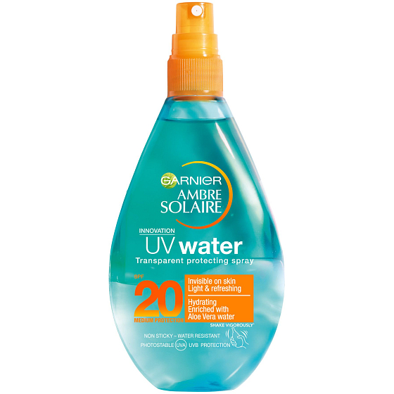 Garnier Ambre Solaire UV-Wasser LSF20 Sonnenschutz Klarwasserspray 150 ml