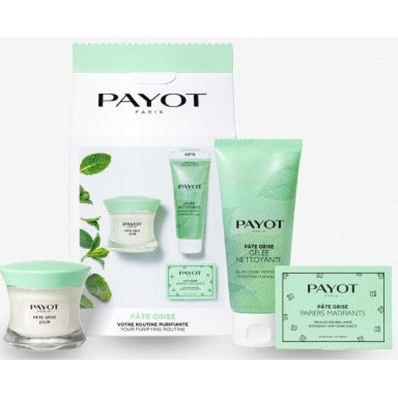 Payot Pate Grise Jour täglich undurchsichtiges, nicht fettendes Reinigungsgel 50 ml + Nettoayante-Schaumgel für perfekte Haut 200 ml + Papiers Matifiants SOS Brillance undurchsichtige Papiere 50 Stück, Kosmetikset 2021