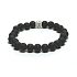 Lava dunkelgrau mit königlichem Mantra Om, Armband elastischer Naturstein, Kugel 8 mm / 16-17 cm, geboren aus den vier Elementen