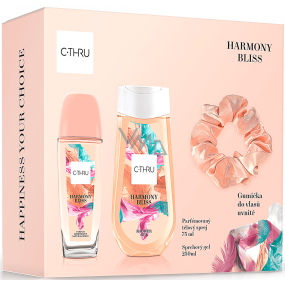 C-Thru Harmony Bliss parfümiertes Deodorant Glas 75 ml + Duschgel 250 ml + Haargummi, Geschenkset für Frauen