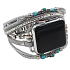 Apple Watch Armband Handmade Silber + Perlen, Größe 38/40/41 mm