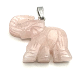 Rose Elefant Anhänger Naturstein, handgeschliffene Figur 3,2 x 4 cm, Stein der Liebe