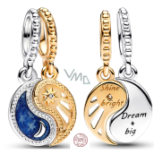 Charms Sterling Silber 925 Yin & Yang, Sonne und Mond teilbar Anhänger am Armband, Symbol