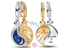 Charms Sterling Silber 925 Yin & Yang, Sonne und Mond teilbar Anhänger am Armband, Symbol