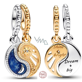 Charms Sterling Silber 925 Yin & Yang, Sonne und Mond teilbar Anhänger am Armband, Symbol Charms Sterling Silber 925 Yin & Yang, Sonne und Mond teilbar Anhänger am Armband, Symbol
