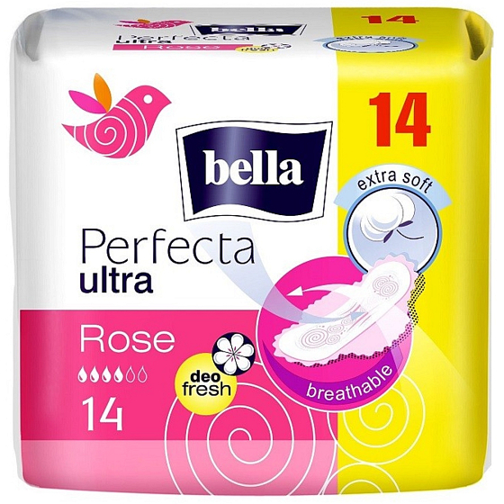 Bella Perfecta Slim Rose Ultradünne aromatische Damenbinden mit Flügeln 14 Stück