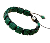 Malachit náramek pletený přírodní kámen, rozměr 10 x 10 x 5 mm / 18,5 cm, posuvné zapínání, kámen hojnosti, prosperujících vztahů