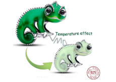 Charm Sterlingové stříbro 925 Disney Na vlásku Pascal – veselý chameleón teplotně citlivý smalt, korálek na náramek film