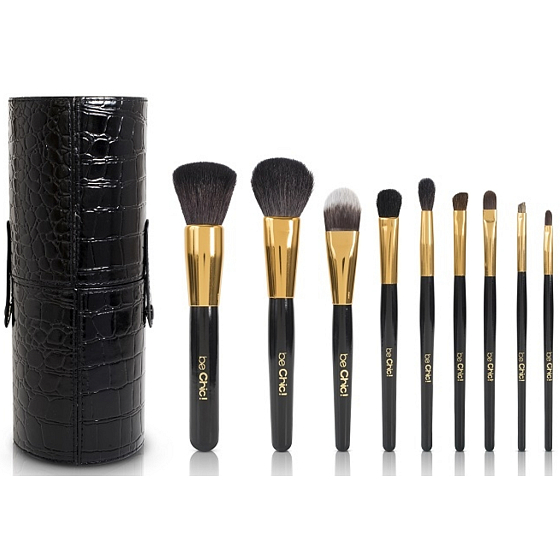 Sei schick! Luxury Professional, Set mit 9 Kosmetikpinseln mit natürlichen und synthetischen Borsten, Kosmetikset