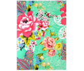 Ditipo Geschenkpapier 70 x 200 cm grüne, bunte Blumen