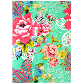 Ditipo Geschenkpapier 70 x 200 cm grüne, bunte Blumen