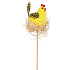 Hühnchen mit Federn im Nest, Steckfigur 6 cm + gelber Spieß