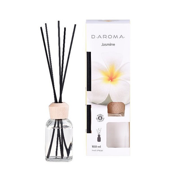 D-Aroma-Jasmin - Jasmin-Aromadiffusor mit Stäbchen zur allmählichen Freisetzung von Duft 100 ml