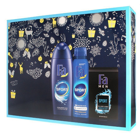 Fa Men Sport Duschgel 250 ml + Deodorant Spray 150 ml + Aftershave 100 ml, Kosmetikset