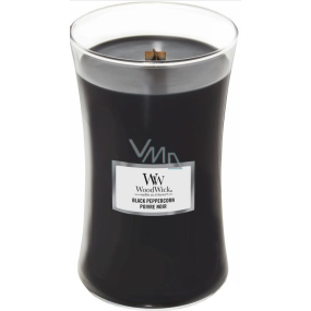 WoodWick Black Peppercorn - Duftkerze aus schwarzem Pfefferkorn mit Holzdocht und Deckelglas groß 609 g