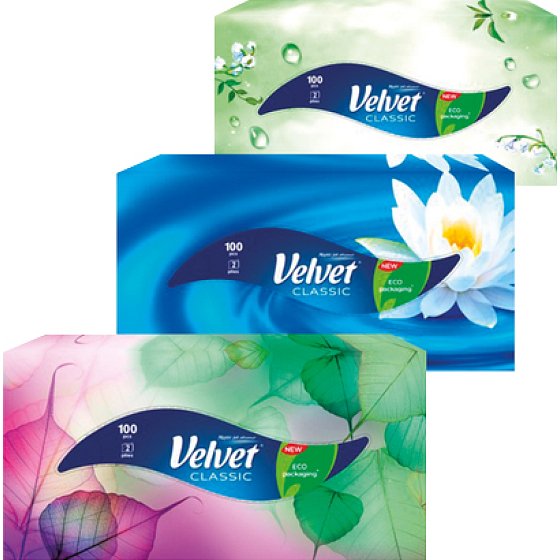 Velvet Classic 2-lagige Papiertaschentücher, 100 Stück