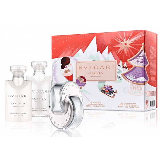 Bvlgari Omnia Crystalline Eau de Toilette für Frauen 40 ml + Körperlotion 40 ml + Duschgel 40 ml, Geschenkset für Frauen