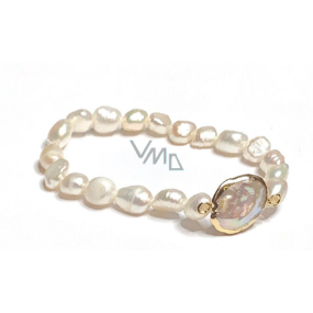 Perlenarmband weiß elastischer Naturstein, 7 - 8 mm / 16 - 17 cm, Symbol der Weiblichkeit, bringt Bewunderung