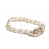 Perle weiß elastisches Armband natürlich, 7 - 8 mm / 16 - 17 cm, Symbol der Weiblichkeit, bringt Bewunderung