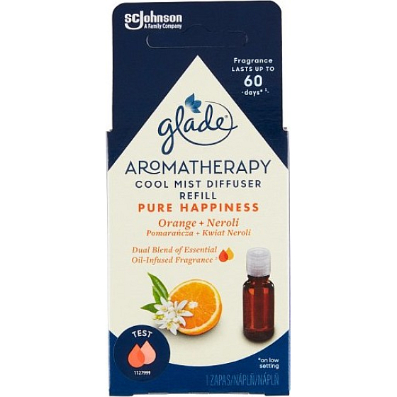Glade Aromatherapy Cool Mist Diffuser Pure Happiness Orange + Neroli ätherisches Öl nachfüllen 17,4 ml