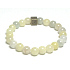 Morganit gelb mit königlichem Mantra Ohm-Armband elastischer Naturstein, Kugel 8 mm / 16-17 cm, Stein der göttlichen Liebe