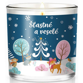 Nekupto Fashion Weihnachts-Duftkerze Happy and Merry 7 x 7,5 cm