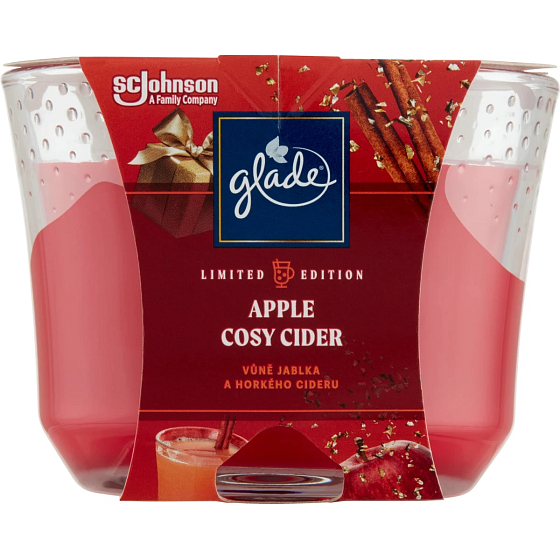 Glade Apple Cosy Cider duftende Apfelwein-Duftkerze im Glas, Brenndauer bis zu 52 Stunden 224 g